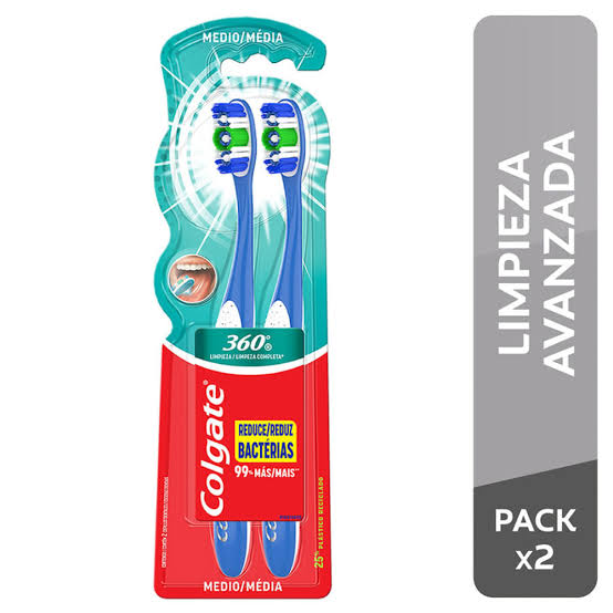 COLGATE CEPILLO 360 LIMPIEZA COMPLETA PACK x2