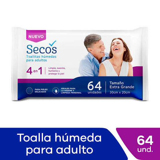 SECOS TOALLAS HUMEDAS PARA ADULTO x64unid
