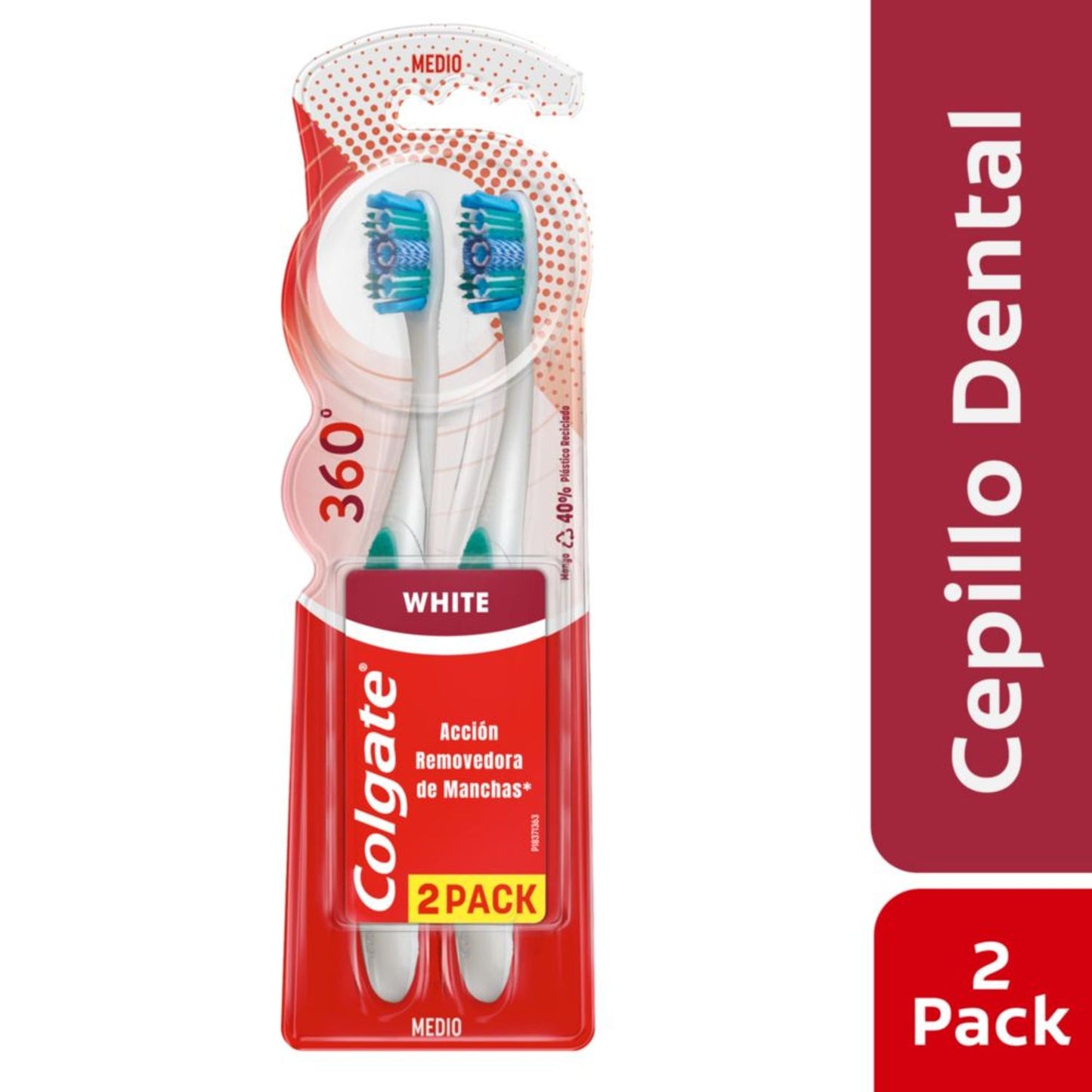 COLGATE CEPILLO 360 LUMINOUS WHITE PACK x2 unid