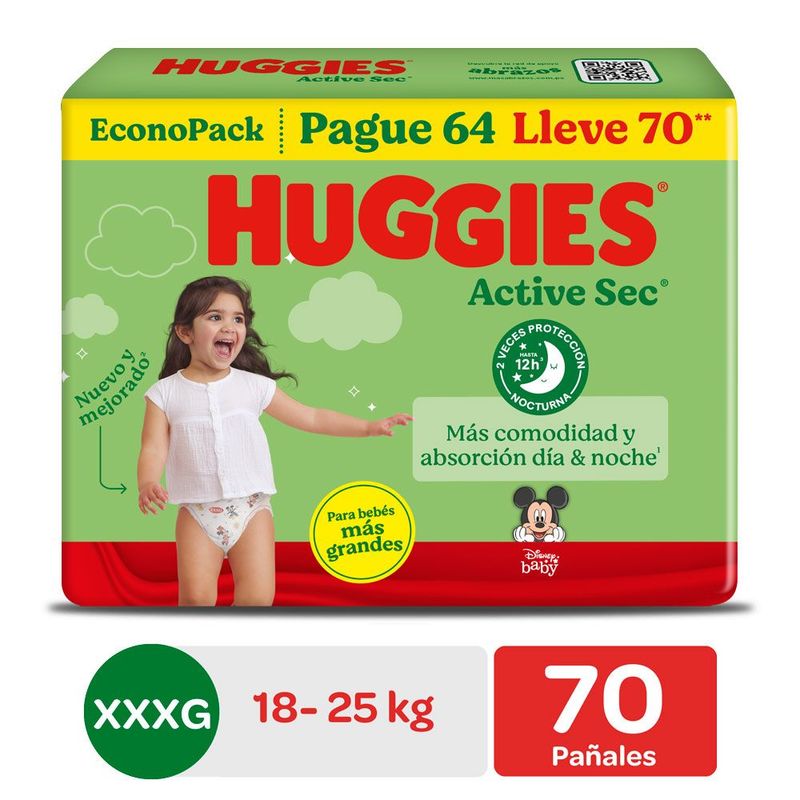 HUGGIES ACTIVE SEC XXXG x70unid